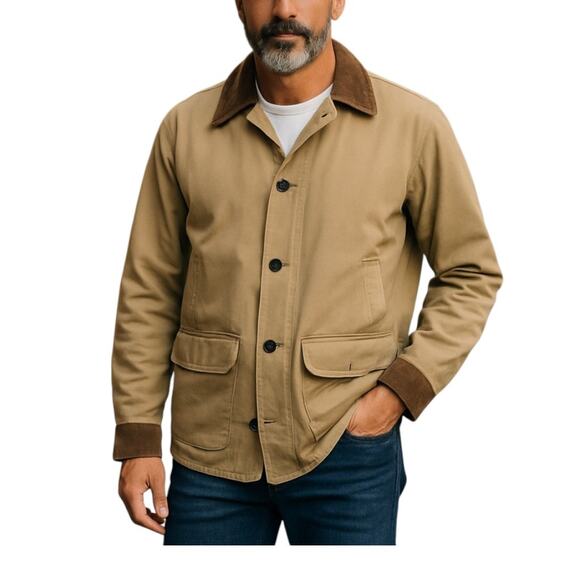 L.L. Bean Tan Jacket with Brown Accents - Picture 1 of 5